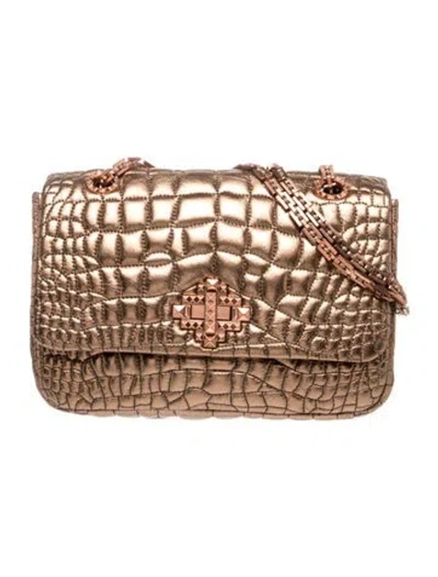 Pre-owned Lanvin Leather Shoulder Bag In Brown/metallic