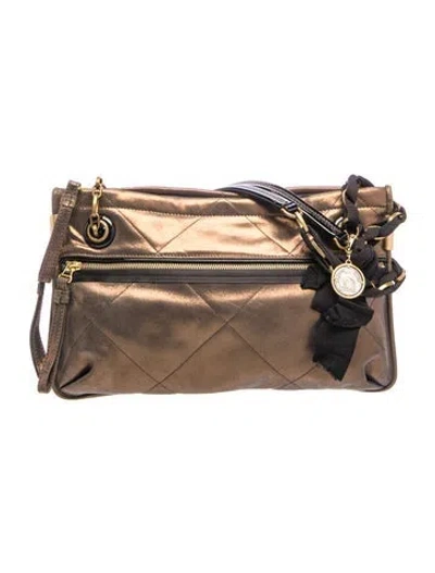 Pre-owned Lanvin Leather Shoulder Bag In Gold/metallic