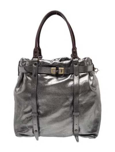 Pre-owned Lanvin Leather Shoulder Bag In Gray