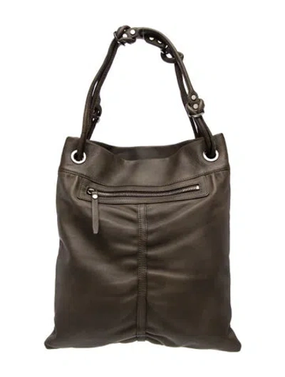 Pre-owned Lanvin Leather Shoulder Bag In Gray