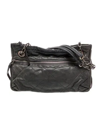 Pre-owned Lanvin Leather Shoulder Bag In Gray