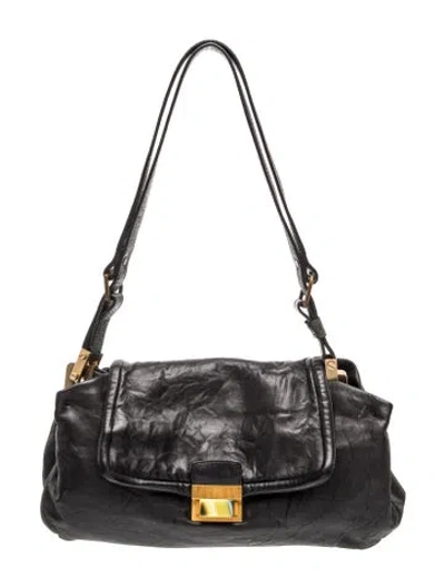 Pre-owned Lanvin Leather Shoulder Bag In Gray