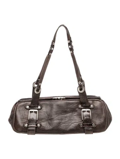 Pre-owned Lanvin Leather Shoulder Bag In Gray