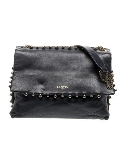 Pre-owned Lanvin Leather Shoulder Bag In Gray