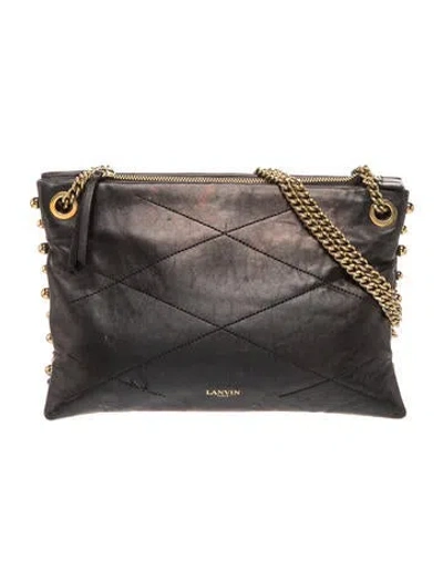 Pre-owned Lanvin Leather Shoulder Bag In Grey