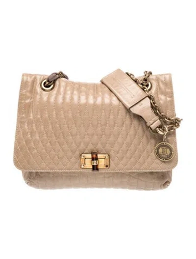 Pre-owned Lanvin Leather Shoulder Bag In Neutral
