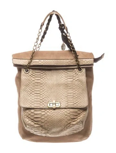 Pre-owned Lanvin Leather Shoulder Bag In Neutral