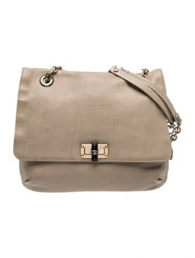 Pre-owned Lanvin Leather Shoulder Bag In Neutral