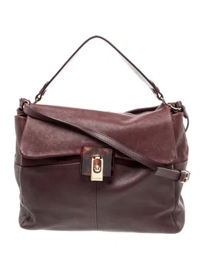 Pre-owned Lanvin Leather Shoulder Bag In Purple