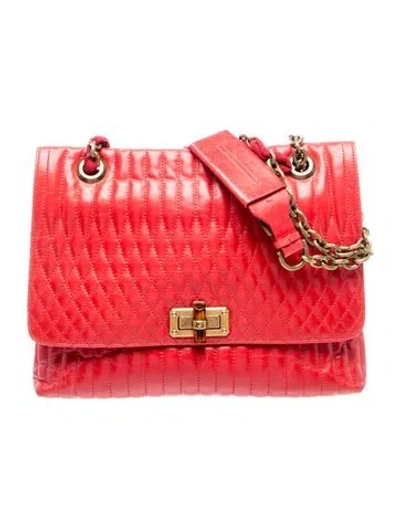 Pre-owned Lanvin Leather Shoulder Bag In Red