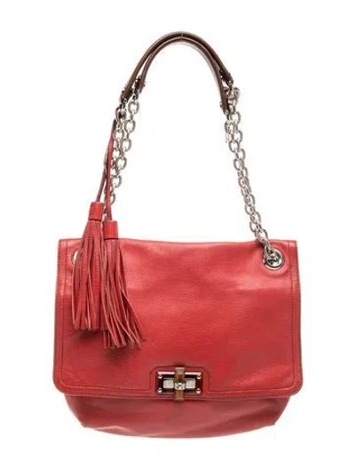 Pre-owned Lanvin Leather Shoulder Bag In Red