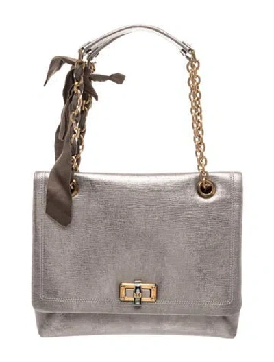 Pre-owned Lanvin Leather Shoulder Bag In Silver