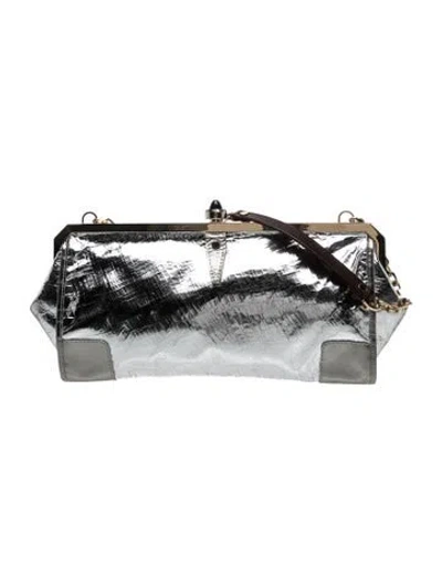 Pre-owned Lanvin Leather Shoulder Bag In Silver