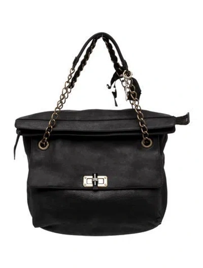 Pre-owned Lanvin Leather Shoulder Bag Vintage In Black