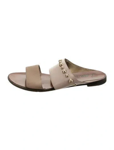 Pre-owned Lanvin Leather Slides In Gold