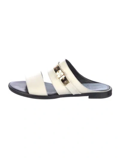 Pre-owned Lanvin Leather Slides In White