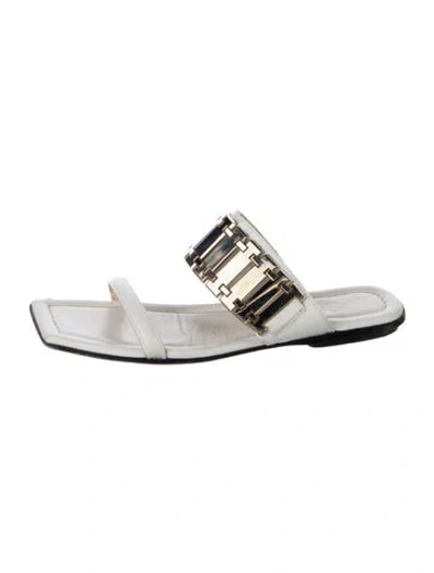 Pre-owned Lanvin Leather Slides In White