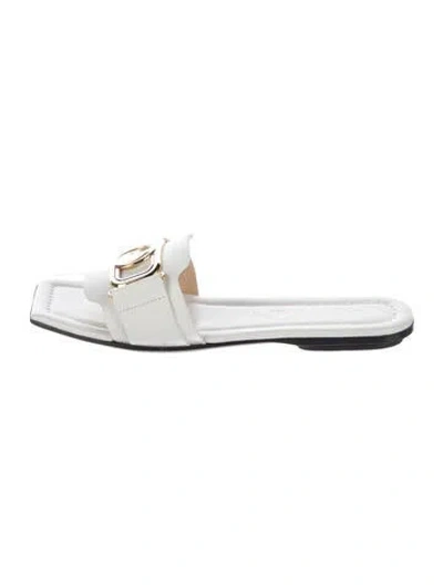 Pre-owned Lanvin Leather Slides In White