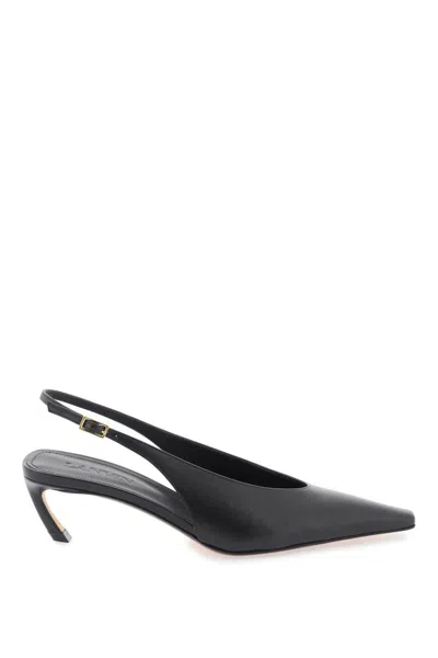 Lanvin Leather Slingback Mules In Black