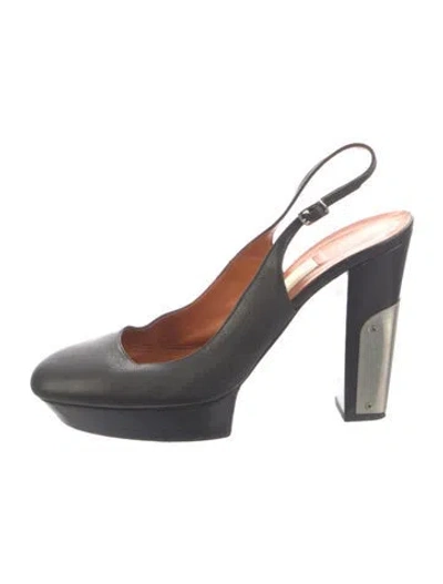 Pre-owned Lanvin Leather Slingback Pumps In Black