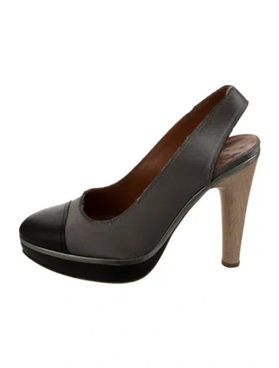 Pre-owned Lanvin Leather Slingback Pumps In Grey