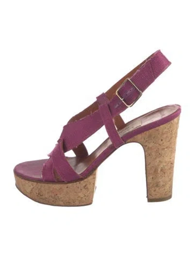Pre-owned Lanvin Leather Slingback Pumps In Purple
