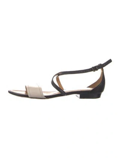Pre-owned Lanvin Leather Slingback Sandals In Black