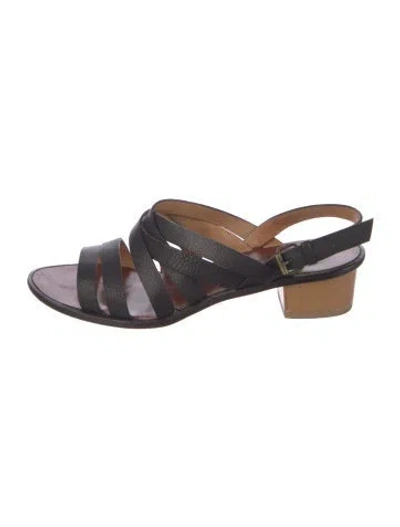 Pre-owned Lanvin Leather Slingback Sandals In Black