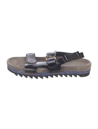 Pre-owned Lanvin Leather Slingback Sandals In Black