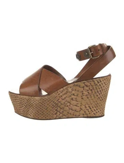 Pre-owned Lanvin Leather Slingback Sandals In Brown