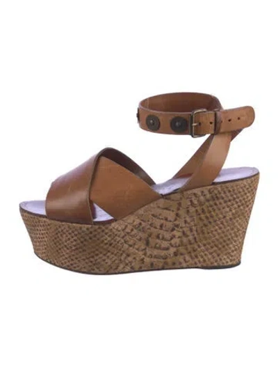 Pre-owned Lanvin Leather Slingback Sandals In Brown