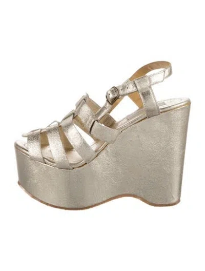 Pre-owned Lanvin Leather Slingback Sandals In Gold