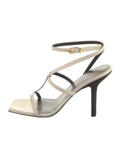 Pre-owned Lanvin Leather Slingback Sandals In Neutral