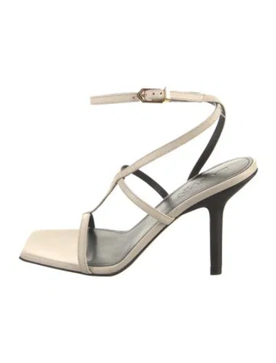 Pre-owned Lanvin Leather Slingback Sandals In Neutral