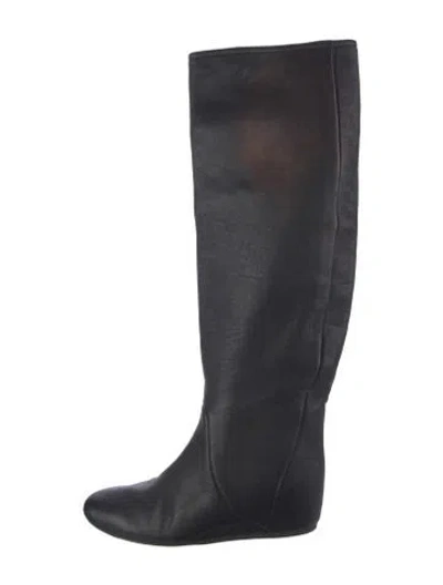 Pre-owned Lanvin Leather Slouch Boots In Blue