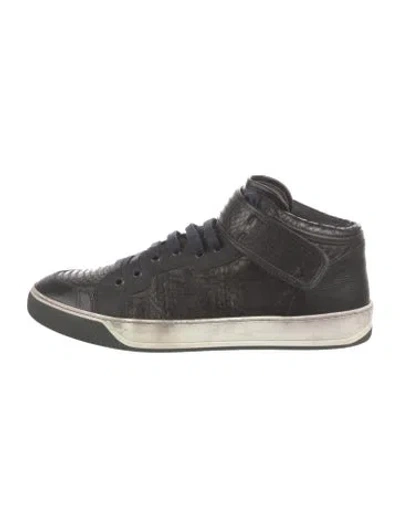 Pre-owned Lanvin Leather Sneakers In Black