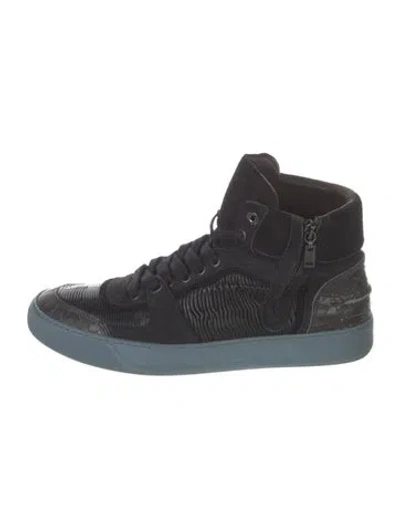 Pre-owned Lanvin Leather Sneakers In Blue