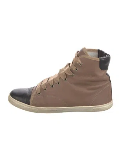 Pre-owned Lanvin Leather Sneakers In Brown