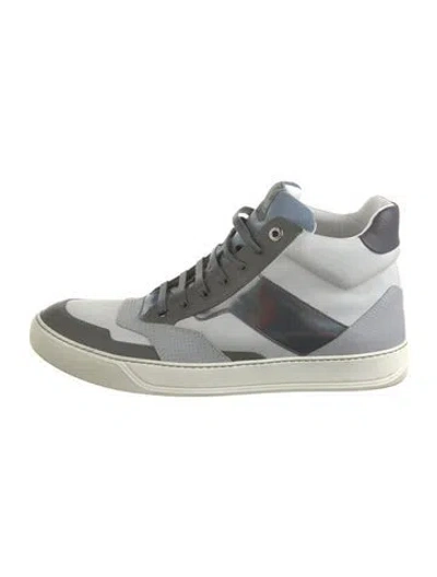 Pre-owned Lanvin Leather Sneakers In Gray
