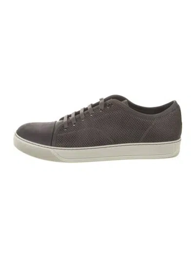 Pre-owned Lanvin Leather Sneakers In Gray