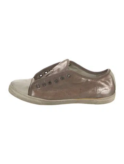 Pre-owned Lanvin Leather Sneakers In Metallic/pink