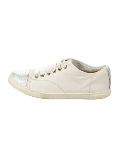 Pre-owned Lanvin Leather Sneakers In Neutral