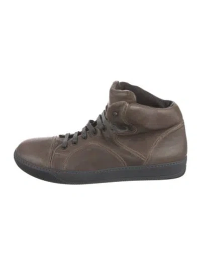 Pre-owned Lanvin Leather Sneakers In Neutral