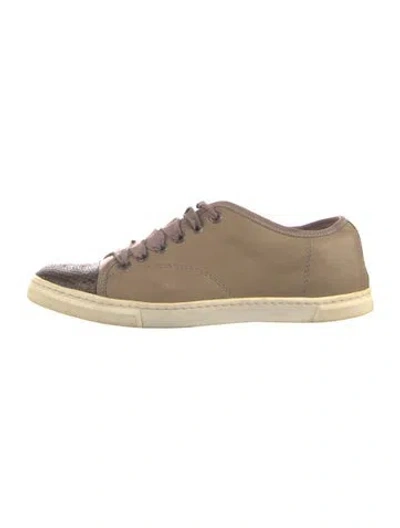Pre-owned Lanvin Leather Sneakers In Neutral