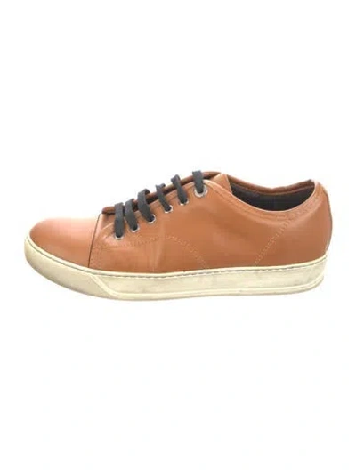 Pre-owned Lanvin Leather Sneakers In Neutral