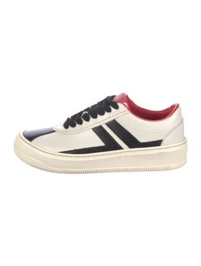 Pre-owned Lanvin Leather Sneakers In Neutral