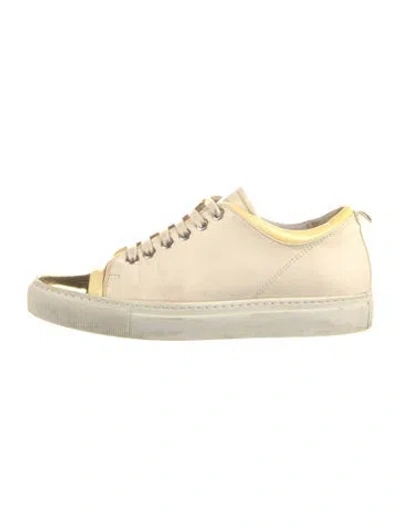 Pre-owned Lanvin Leather Sneakers In Neutral