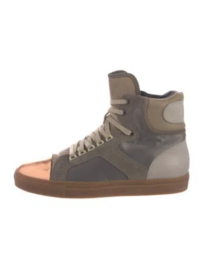 Pre-owned Lanvin Leather Sneakers In Neutrals