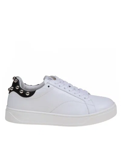 Lanvin Ddbo Studded Leather Sneakers In White