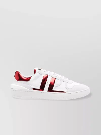 LANVIN LEATHER SNEAKERS WITH RUBBER SOLE AND METALLIC HEEL